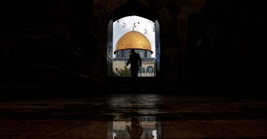 A man walks by the entrance to the Al-Aqsa Mosque, also known to Jews as the Temple Mount, amid the ongoing Israel-Palestine conflict, the Old City, occupied East Jerusalem, Palestine, March 7, 2024. (Reuters Photo)