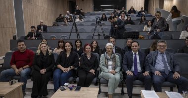 NÖROM experts pose for a group photo before a news conference in Ankara, March 8, 2024. (AA Photo)