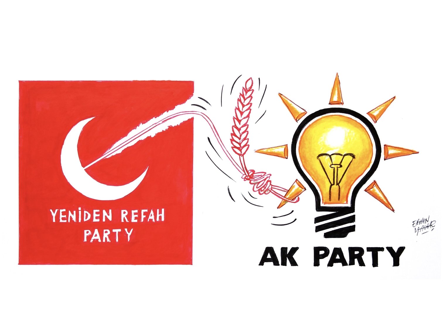 &quot;Indeed, as expected, President Recep Tayyip Erdoğan has been distancing the People’s Alliance base from the New Welfare Party (YRP).&quot; (Illustration by Erhan Yalvaç)