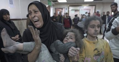 Wounded Palestinians arrive for treatment at the Al-Aqsa Martyrs Hospital after Israeli bombardment in Deir Balah, central Gaza, Palestine, March 9, 2024. (AFP Photo)