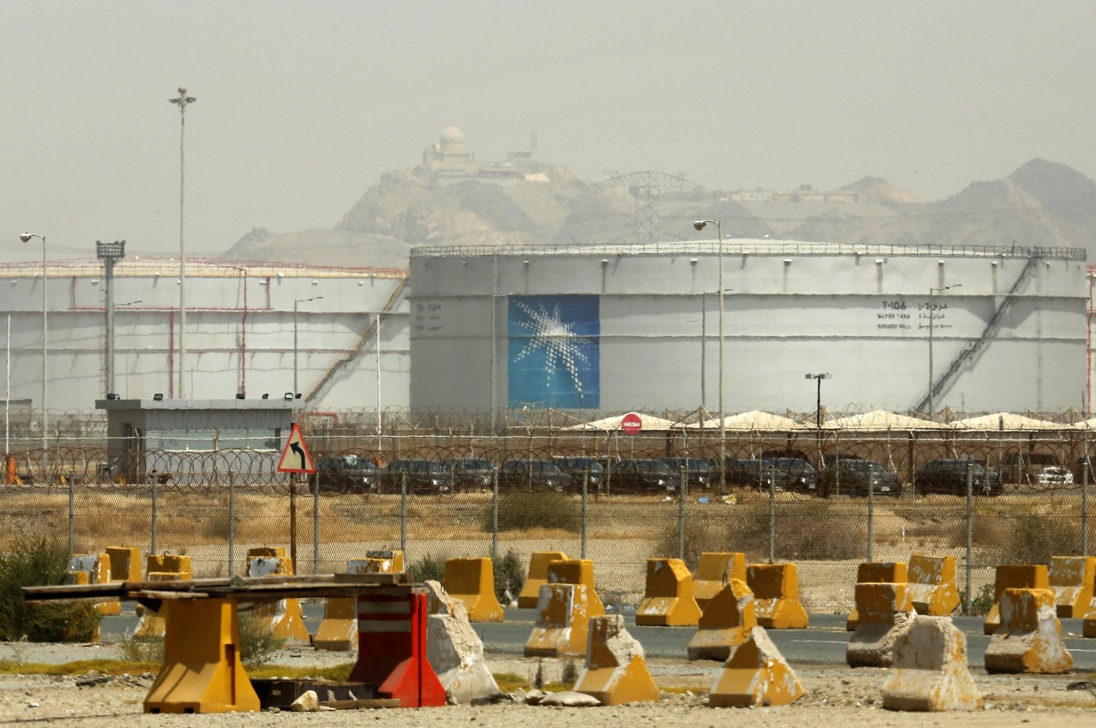 Storage tanks are seen at the North Jiddah bulk plant, an Aramco oil facility, in Jiddah, Saudi Arabia, March 21, 2021. (AP Photo)