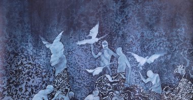 &quot;Embroided Message&quot; by Ruth Biller, 2022. (Photo courtesy of Anna Laudel Gallery)