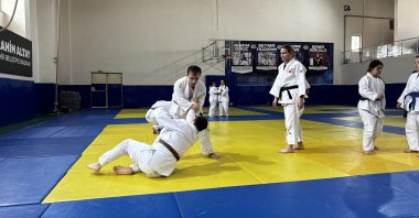 Turkish Special Athletes Sports Federation's Down syndrome judo national team athletes train for the upcoming Trisome Games, Antalya, Türkiye, March 11, 2024. (AA Photo)