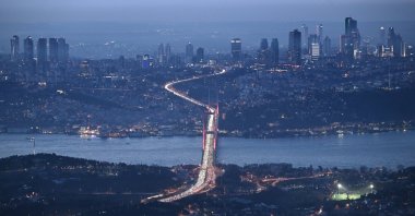 A stunning evening aerial view of Istanbul, Türkiye, March 10, 2024. (AA Photo)