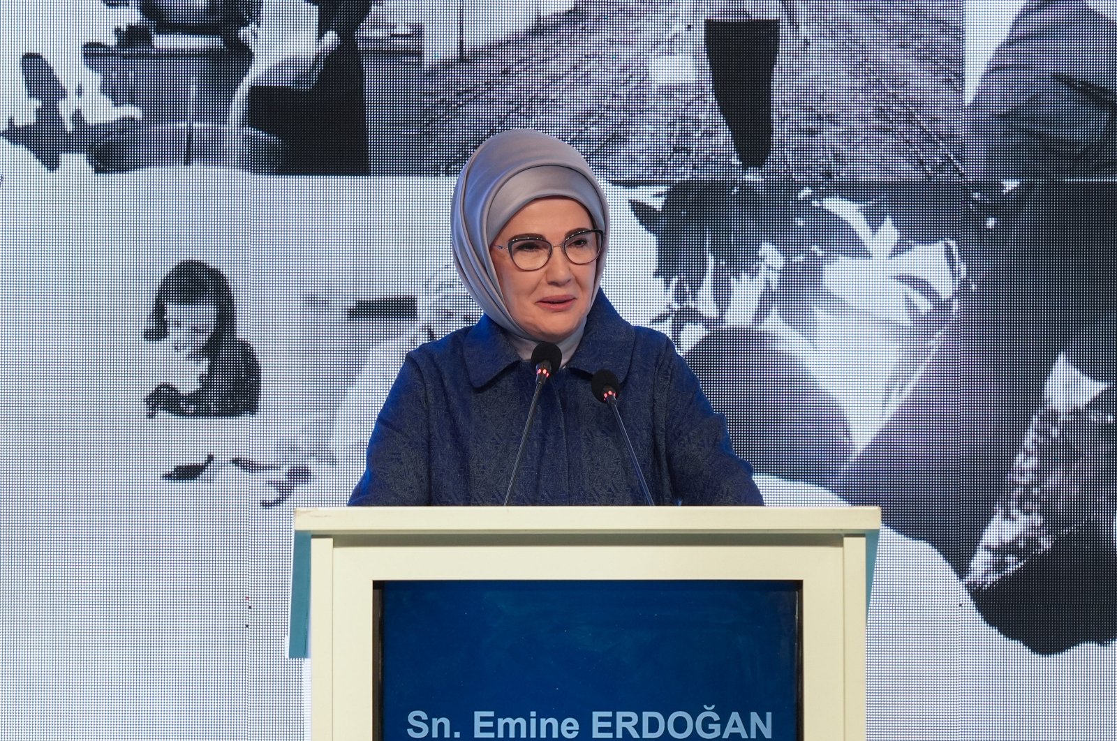 First lady Emine Erdoğan speaks at the &quot;Women&#039;s Labor Summit&quot; on the occasion of International Women&#039;s Day, Ankara, Türkiye, March 8, 2024. (AA Photo)