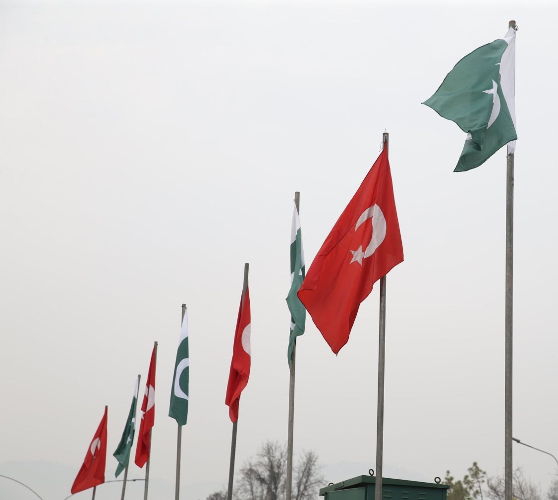 Turkish and Pakistani national flags are seen during President Recep Tayyip Erdoğan’s visit to Islamabad, Pakistan, Feb. 13, 2020. (AA File Photo)