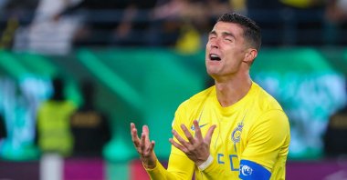 Al-Nassr's Cristiano Ronaldo reacts during the AFC Champions League football match between Saudi Arabia's Al-Nassr and UAE's Al-Ain at Al-Awal Park Stadium, Riyadh, Saudi Arabia, March 11, 2024. (AFP Photo)