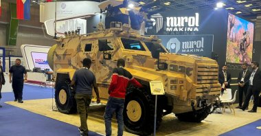 Nurol Makina, one of the leading armored land vehicle manufacturers of the Turkish defense industry, exhibits the tactical wheeled vehicle used by the Qatar army at the 8th Doha International Maritime Defence Exhibition and Conference (DIMDEX 2024), Doha, Qatar, March 7, 2024. (AA Photo)