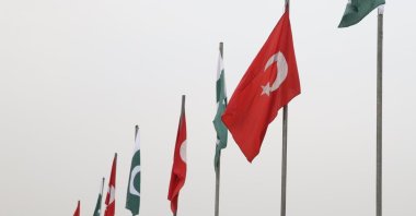 Turkish and Pakistani national flags are seen during President Recep Tayyip Erdoğan’s visit to Islamabad, Pakistan, Feb. 13, 2020. (AA File Photo)