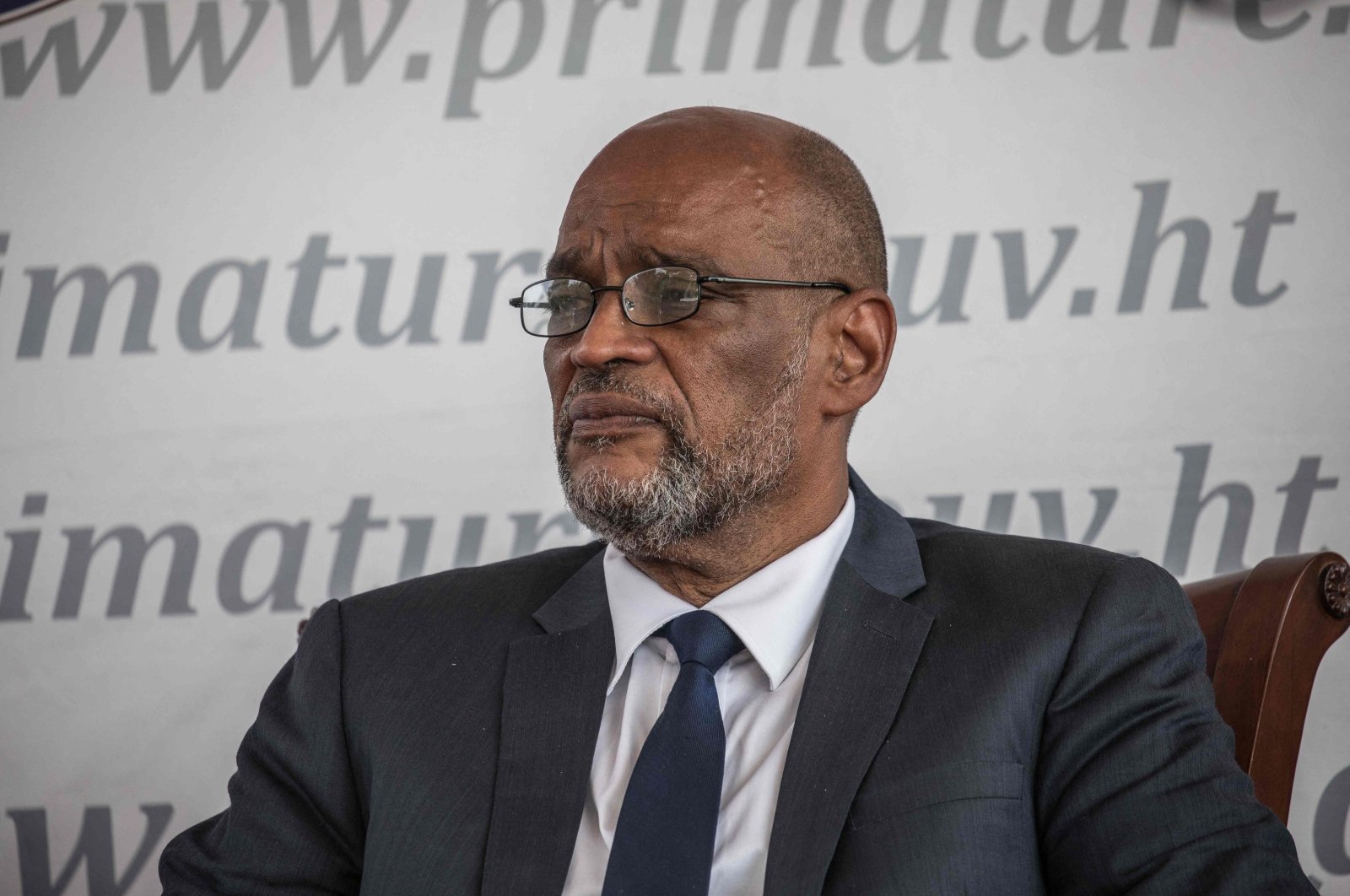 Designated Prime Minister Ariel Henry looks on during a ceremony at La Primature in Port-au-Prince, Haiti, July 20, 2021. (AFP Photo)