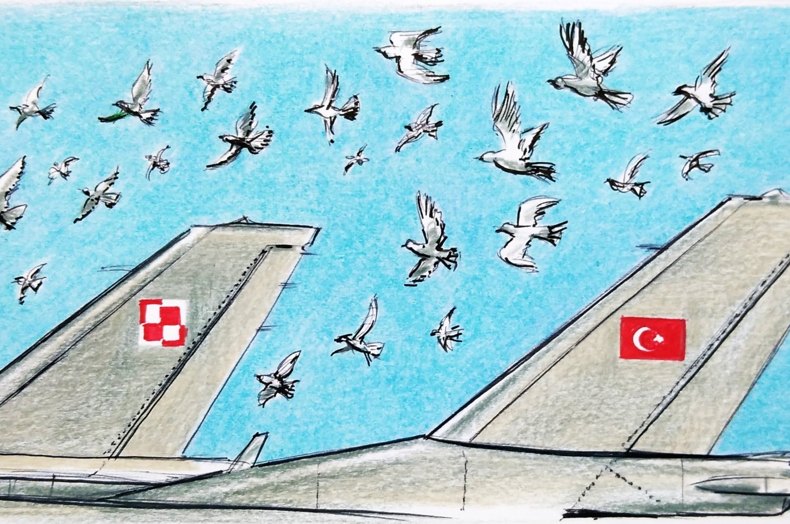 "Poland has purchased the famous Turkish drones, which have made their name known to the whole world for their successful missions in Syria, Libya and Karabakh and have attracted a lot of attention from different geographies of the world, including the European Union and NATO countries." (Illustration by Erhan Yalvaç)