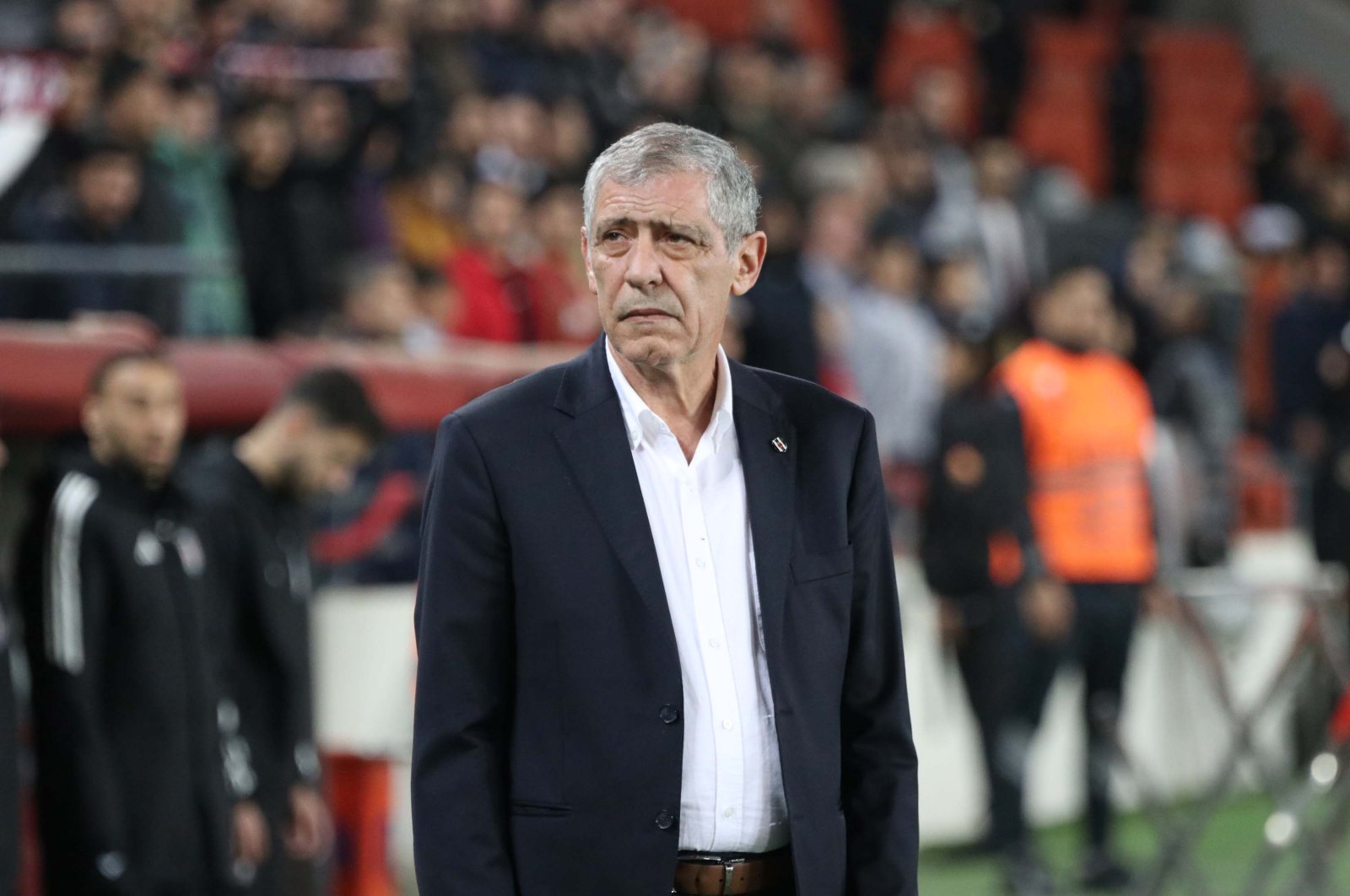 Beşiktaş&#039;s coach Fernando Santos reacts during the Süper Lig match against Gaziantep, Gaziantep, Türkiye, March 11, 2024. (DHA Photo)