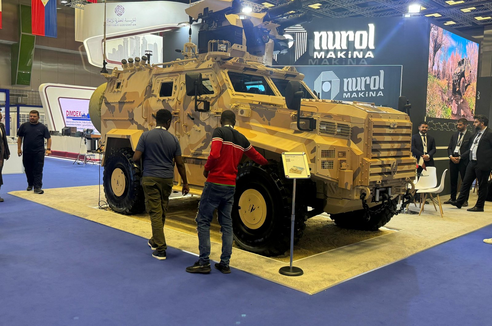 Nurol Makina, one of the leading armored land vehicle manufacturers of the Turkish defense industry, exhibits the tactical wheeled vehicle used by the Qatar army at the 8th Doha International Maritime Defence Exhibition and Conference (DIMDEX 2024), Doha, Qatar, March 7, 2024. (AA Photo)