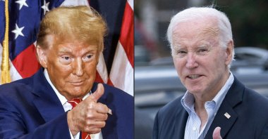 This combination of pictures created on March 06, 2024 shows former U.S. President Donald Trump (L) in Clinton, Iowa, on Jan. 6, 2024 and U.S. President Joe Biden in Rehoboth Beach, Delaware, U.S., Nov. 4, 2023. (AFP Photo)