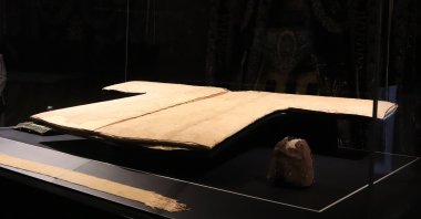 In this undated photo, the Prophet Muhammed&#039;s cloak, &quot;Hırka-i Şerif,&quot; is on display at the Hırka-i Şerif Mosque, Fatih, Istanbul, Türkiye. (IHA Photo)