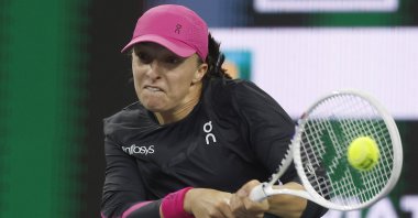 Poland's Iga Swiatek in action against Kazakhstan's Yulia Putintseva during the BNP Paribas Open, Indian Wells, U.S., March 12, 2024. (EPA Photo)