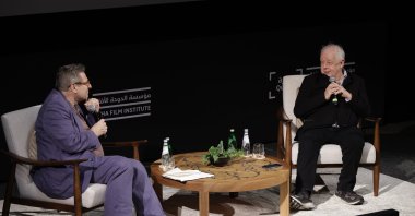 Richard Pena and Qumra Master Jim Sheridan attend a masterclass on Day 3 of Qumra 2024, the 10th edition, organized by the Doha Film Institute and dedicated to the development of emerging filmmakers, Doha, Qatar, March 3, 2024. (Photo courtesy of Doha Film Institute)