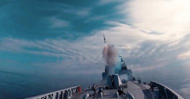 The National Vertical Launch System MIDLAS fires a missile from the TCG Istanbul frigate, Türkiye, March 12, 2024. (AA Photo)