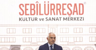 Culture and Tourism Minister Mehmet Nuri Ersoy heralded the Sebilürreşad Cultural and Arts Center as a groundbreaking addition to Ankara&#039;s cultural landscape, Ankara, Türkiye, March 12, 2024. (AA Photo)