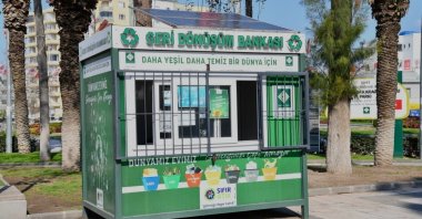 The recycling banks established within the framework of the Zero Waste Project implemented in Osmaniye, Türkiye, March 13, 2024. (IHA Photo)
