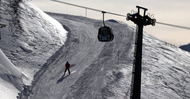 A skier is seen at Palandöken, one of Türkiye&#039;s premier ski resorts, in Erzurum, eastern Türkiye, March 2, 2024. (AA Photo)