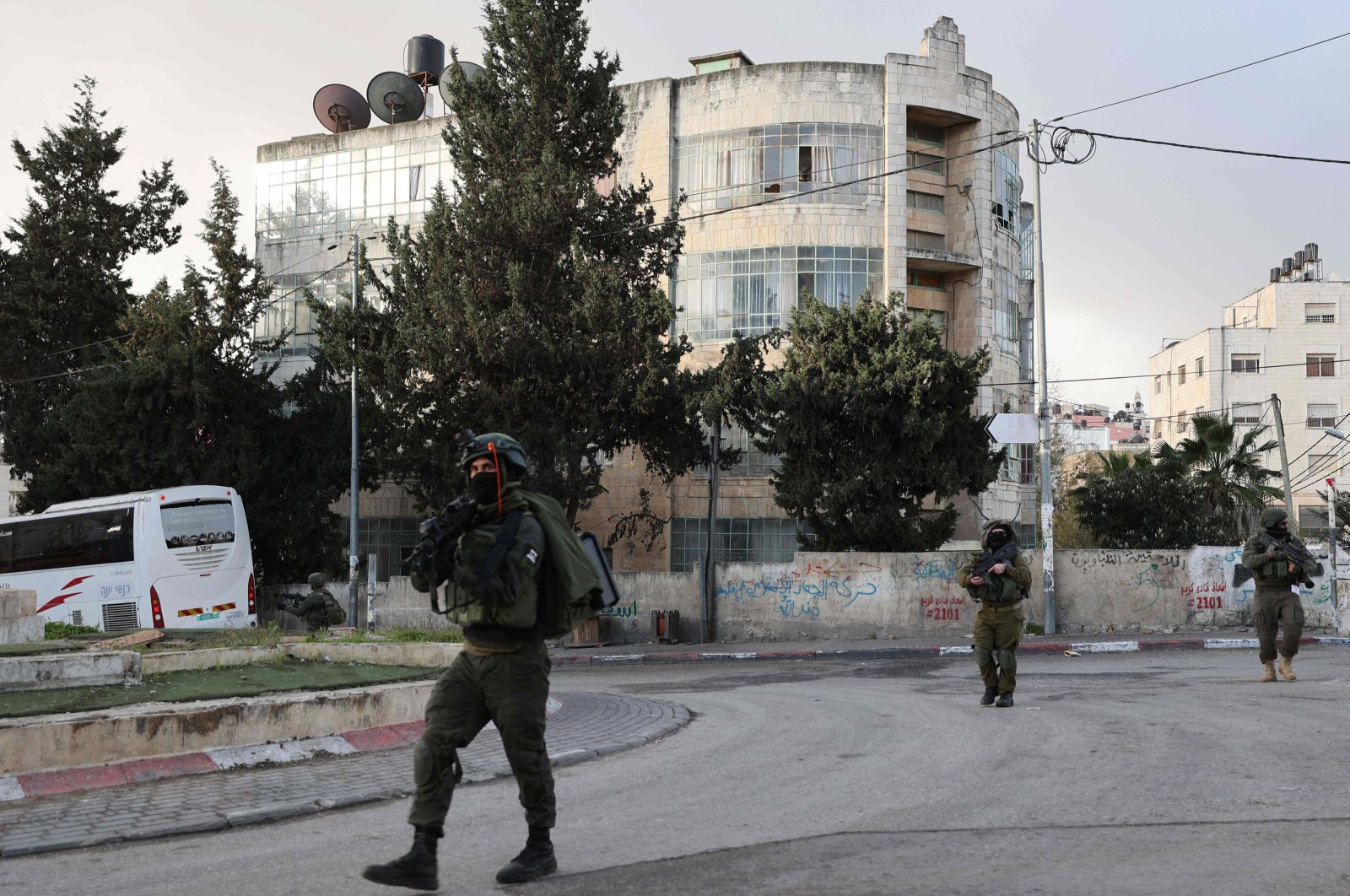 Israeli troops raid the Al-Amari refugee camp near Ramallah, in the occupied West Bank, Palestine, March 4, 2024. (AFP Photo)