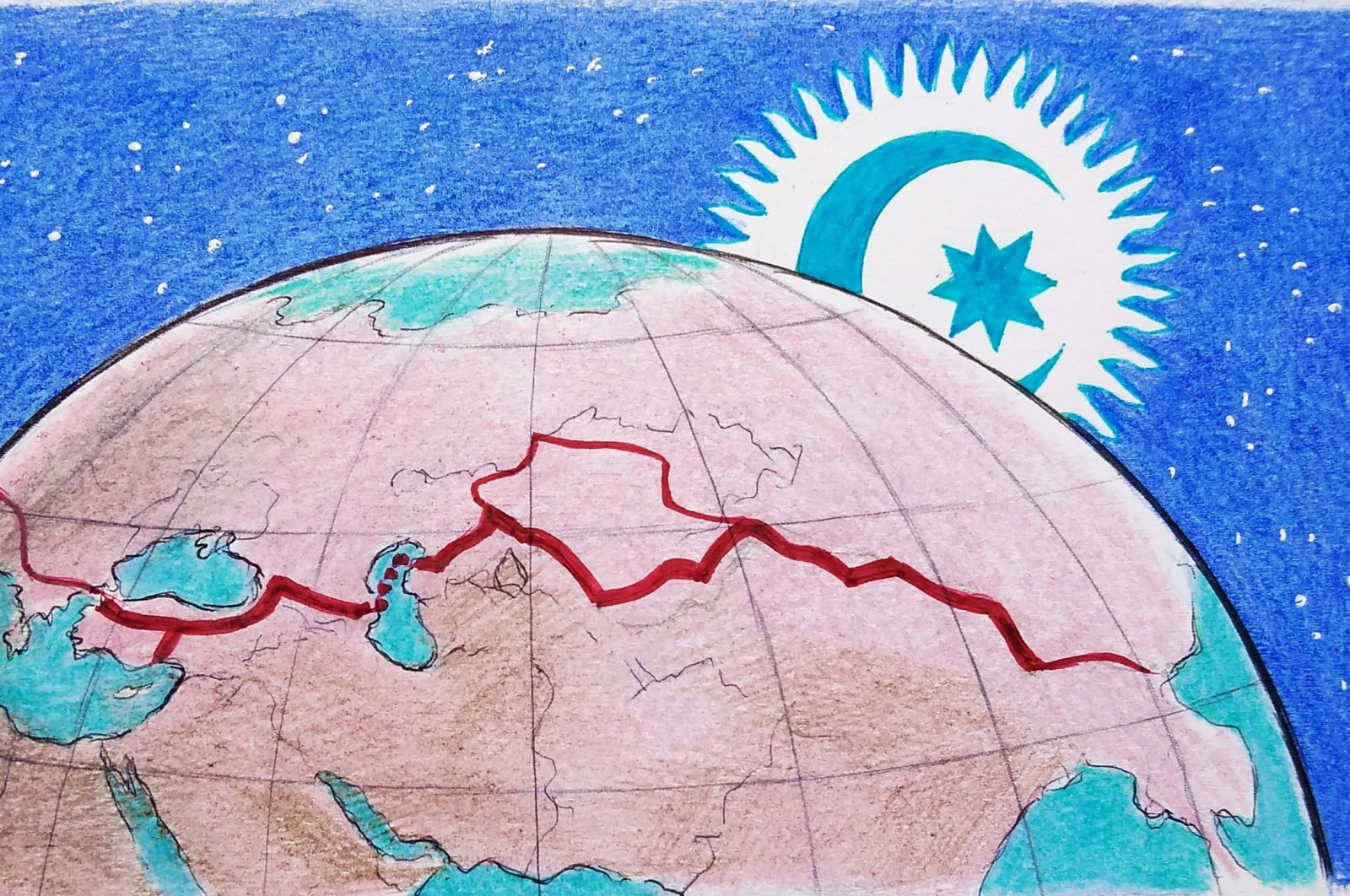 &quot;The heightened significance of OTS countries and the Middle Corridor hinges on the enhancement of the economy, trade, transportation and logistics network through digitalization.&quot; (Illustration by Erhan Yalvaç)