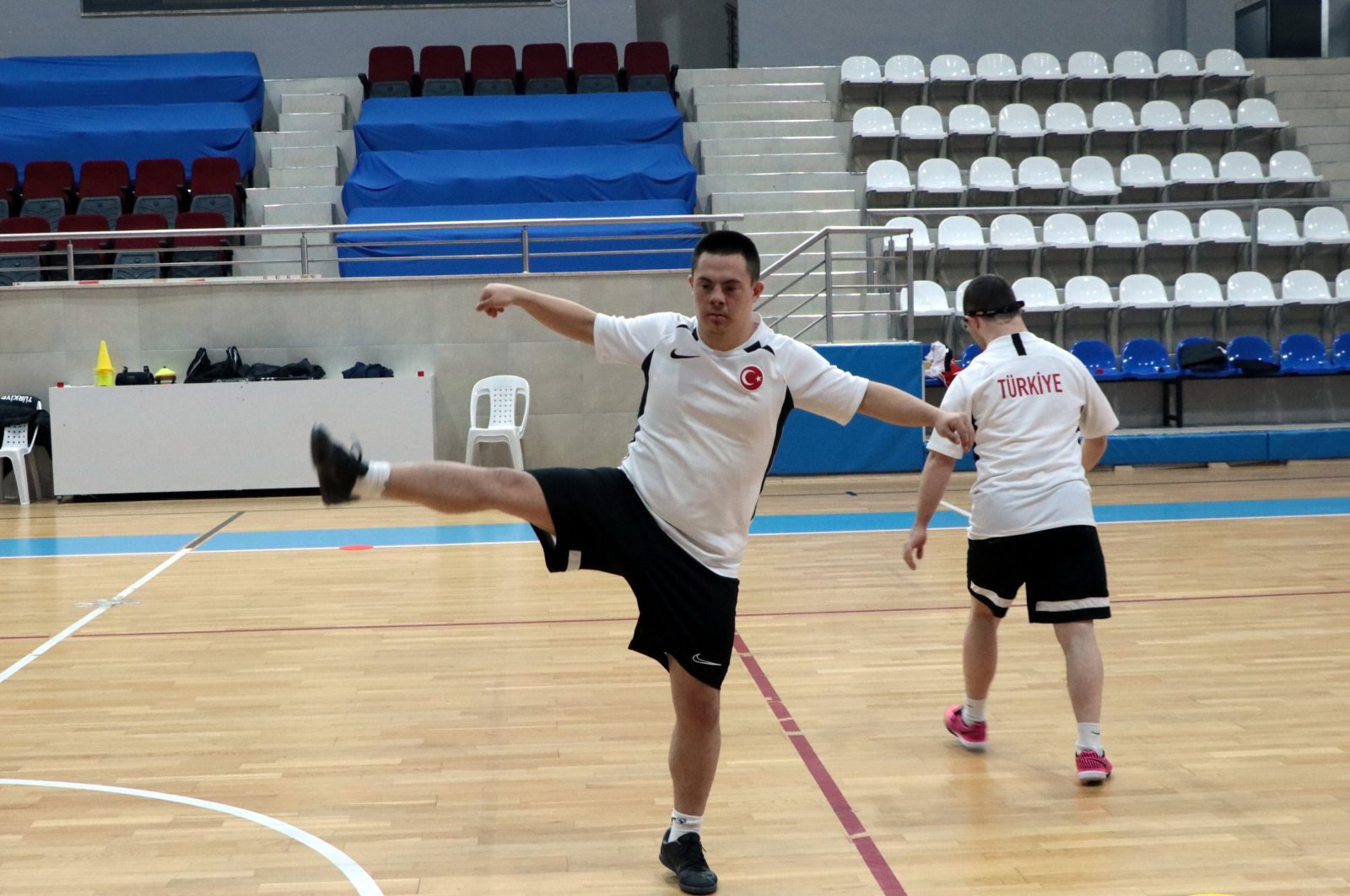The Turkish Down Syndrome futsal national team players train at the Kocaeli training camp, Kocaeli, Türkiye, March 14, 2024. (AA Photo)