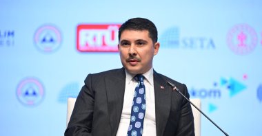 Ambassador Associate Professor Hasan Doğan speaks at the forum in the capital of Ankara, Türkiye, on March 14, 2024. (AA Photo)