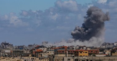 Smoke rises following an Israeli airstrike in Gaza City, northern Gaza Strip, Palestine, March 15, 2024. (EPA Photo)