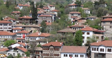 An aerial view of the old houses of Safranbolu that has been included in the slow cities network &quot;Cittaslow&quot;, Karabük, Türkiye, March 15, 2024. (IHA Photo)