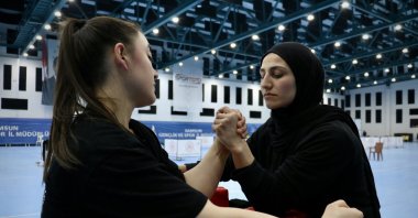 Şükriye Yılmaz (R) trains ahead of Slovakia&#039;s European Championship, Gümüşhane, Türkiye, March 1, 2024. (AA Photo)