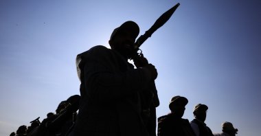 A Houthi fighter joins a parade amid tensions with the U.S.-led coalition in the Red Sea, in Sanaa, Yemen, March 9, 2024. (EPA Photo)