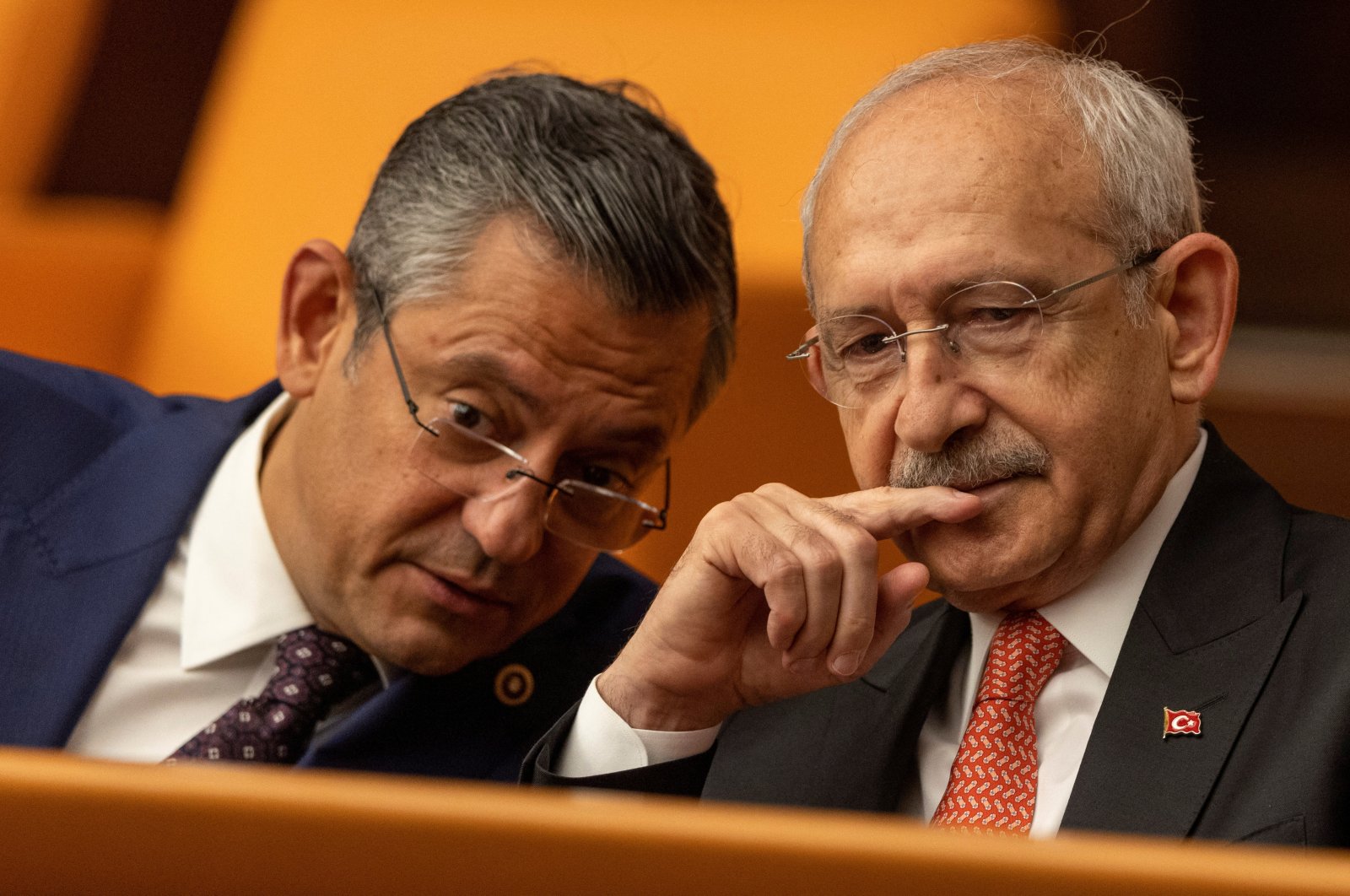 Republican People&#039;s Party&#039;s (CHP) then-chairperson Kemal Kılıçdaroğlu attends a swearing-in ceremony as he is accompanied by the party&#039;s current chairperson Özgür Özel, at Parliament, Ankara, Türkiye, June 2, 2023. (Reuters Photo)