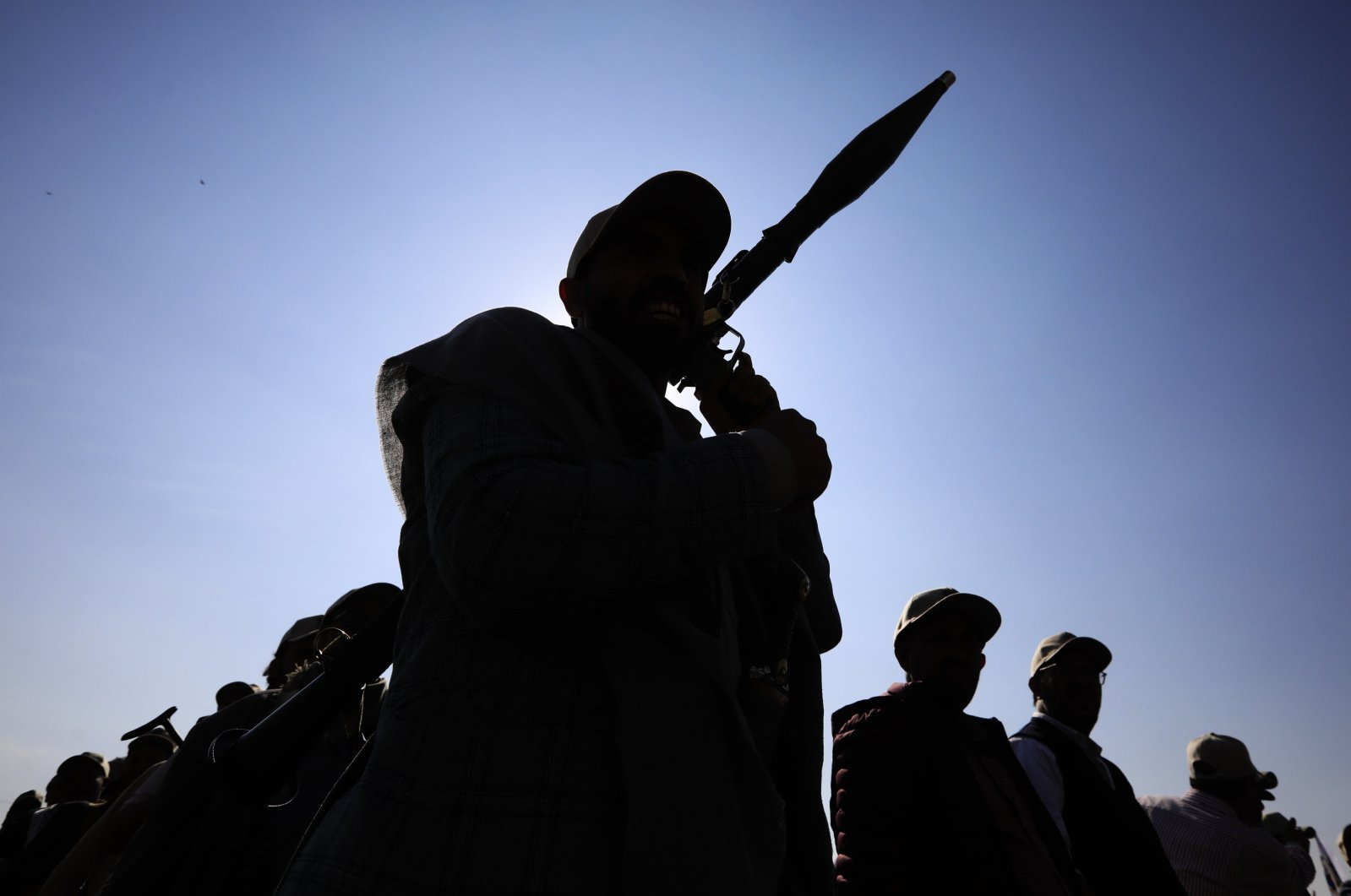 A Houthi fighter joins a parade amid tensions with the U.S.-led coalition in the Red Sea, in Sanaa, Yemen, March 9, 2024. (EPA Photo)