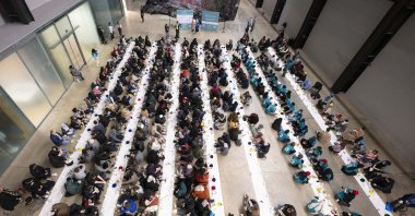 An iftar was hosted at the renowned modern art gallery Tate Modern as part of the &quot;Open Iftar&quot; events, which have become a tradition in the country through the &quot;Ramadan Tent Project,&quot; London, U.K., March 16, 2024. (AA Photo)