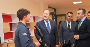 Mersin Governor Ali Hamza Pehlivan (C) during his visit to the recently completed Mersin Youth Center, Mersin, Türkiye, March 17, 2024. (IHA Photo)