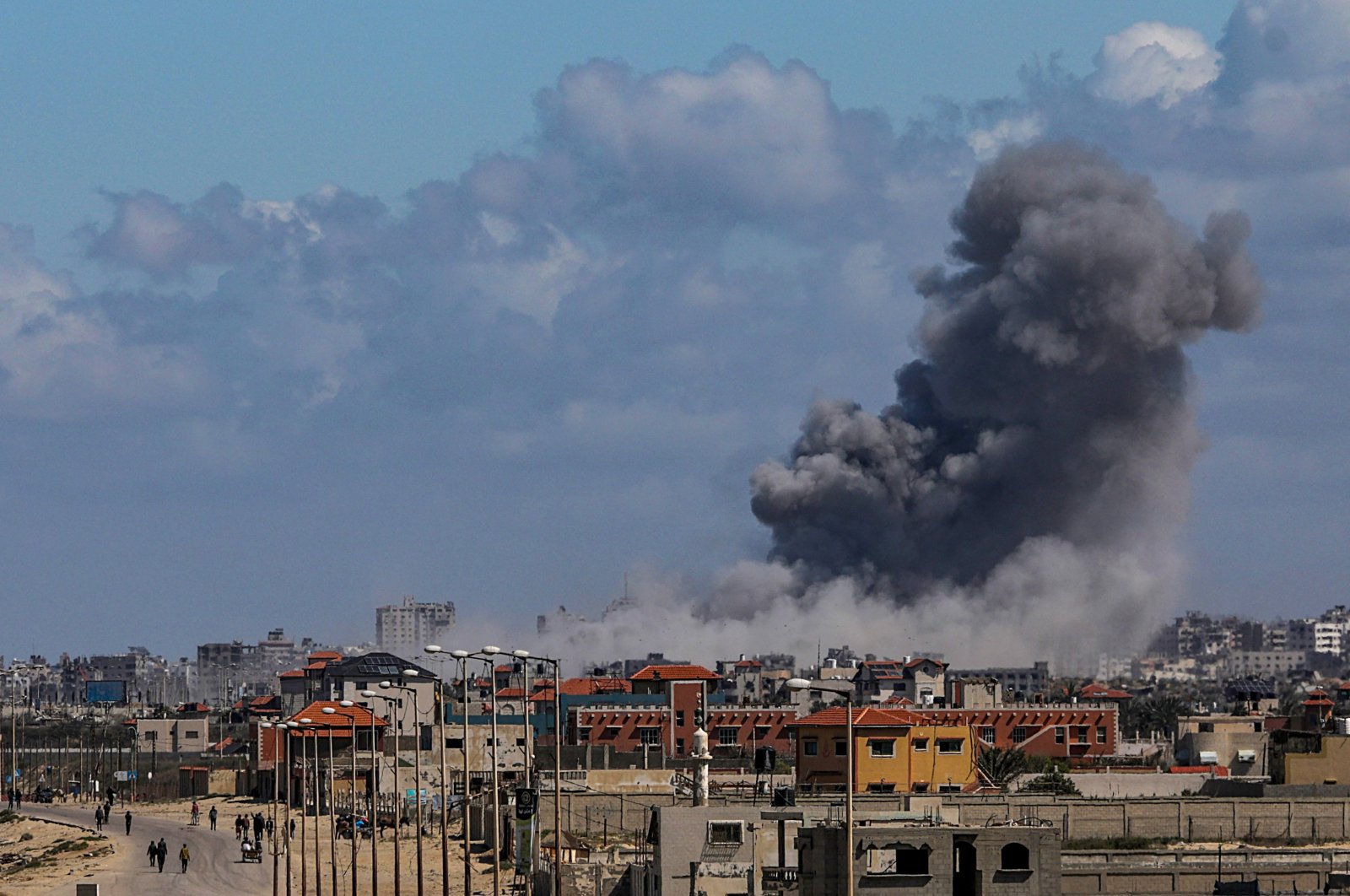 Smoke rises following an Israeli airstrike in Gaza City, northern Gaza Strip, March 15, 2024. (EPA Photo)