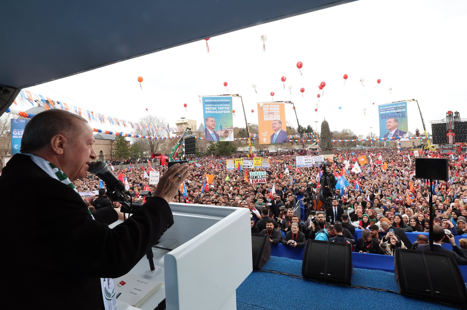 President Recep Tayyip Erdoğan speaks at a rally in Konya, central Türkiye, March 17, 2024. (AA Photo)