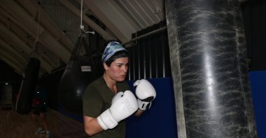 Turkish boxer Gülsüm Tatar trains for the upcoming European Championships, Kars, Türkiye, March 18, 2024. (AA Photo)