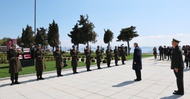 President Recep Tayyip Erdoğan attends the Çanakkale Victory and Martyrs' Day and 109th anniversary ceremony of the Çanakkale naval victory at the Martyrs' Monument in Çanakkale, Türkiye, March 18, 2024. (AA Photo)