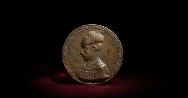 Medal depicting Ottoman Sultan Mehmed II, in this undated photo released on March 18, 2024. (AA Photo)