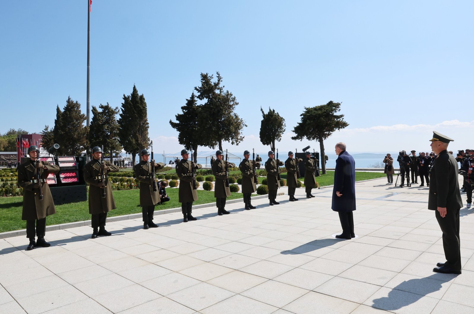 President Recep Tayyip Erdoğan attends the Çanakkale Victory and Martyrs&#039; Day and 109th anniversary ceremony of the Çanakkale naval victory at the Martyrs&#039; Monument in Çanakkale, Türkiye, March 18, 2024. (AA Photo)