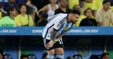 Argentina's Lionel Messi reacts during the South American World Cup Qualifiers against Brazil at the Estadio Maracana, Rio de Janeiro, Brazil, Nov. 21, 2023. (Reuters Photo)