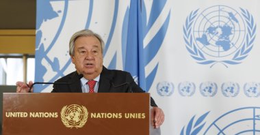 U.N. Secretary-General Antonio Guterres addresses the media in Geneva, Switzerland, Feb. 26, 2024. (EPA Photo)