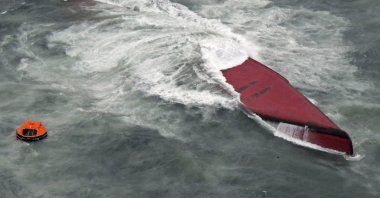 A South Korean-flagged chemical tanker capsized off the coast of Yamaguchi prefecture, western Japan, March 20, 2024. (Reuters Photo)