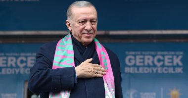 President Recep Tayyip Erdoğan attends a rally in Isparta, southwestern Türkiye, March 20, 2024. (AA Photo)