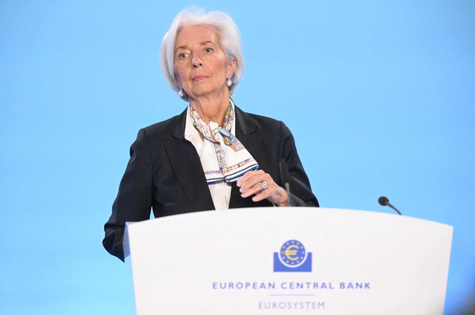 President of the European Central Bank (ECB) Christine Lagarde addresses a press conference following the meeting of the governing council of the ECB, Frankfurt, Germany, March 7, 2024. (AFP Photo)
