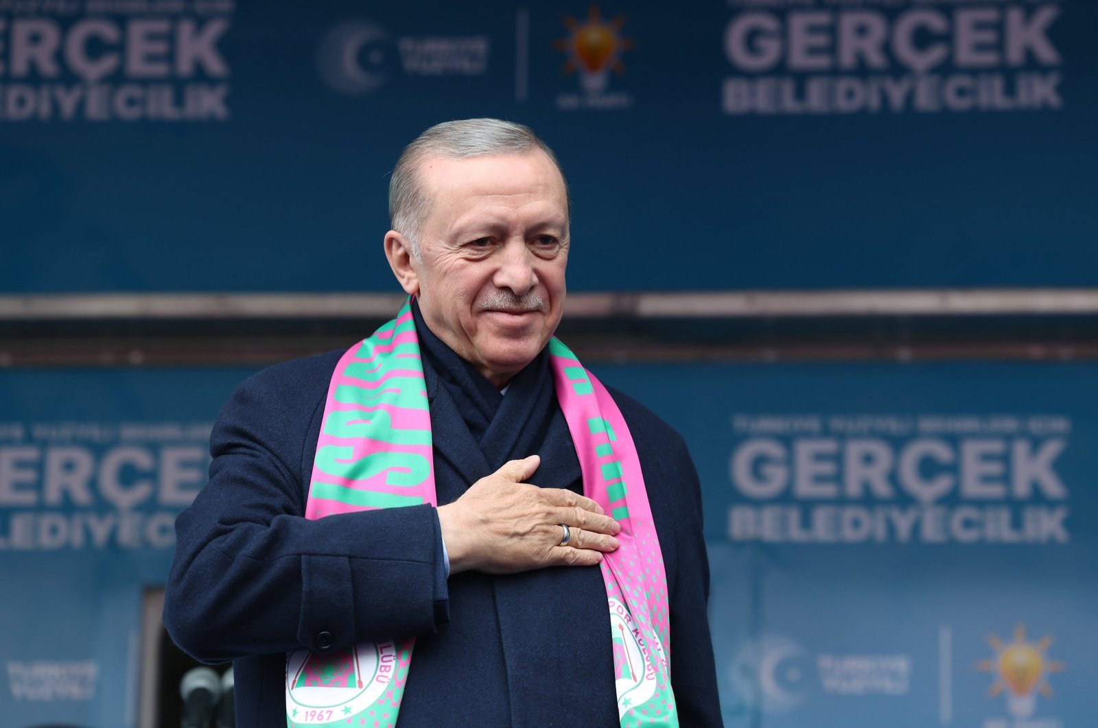 President Recep Tayyip Erdoğan attends a rally in Isparta, southwestern Türkiye, March 20, 2024. (AA Photo)