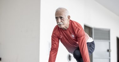 Turkish athlete, 72, trains ahead of the 42-kilometer Istanbul Marathon, Erzurum, Türkiye, March 19, 2024. (AA Photo)